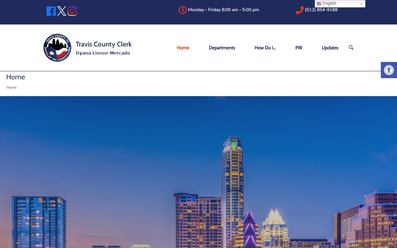 Travis County Clerk home page for county records