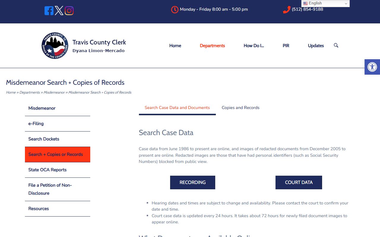 Travis County Clerk misdemeanor search and copies of records