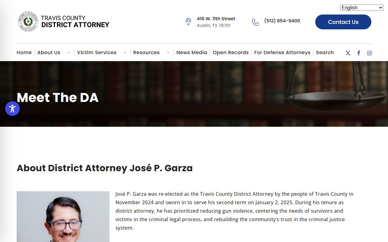 Travis County District Attorney biography page tied to criminal records