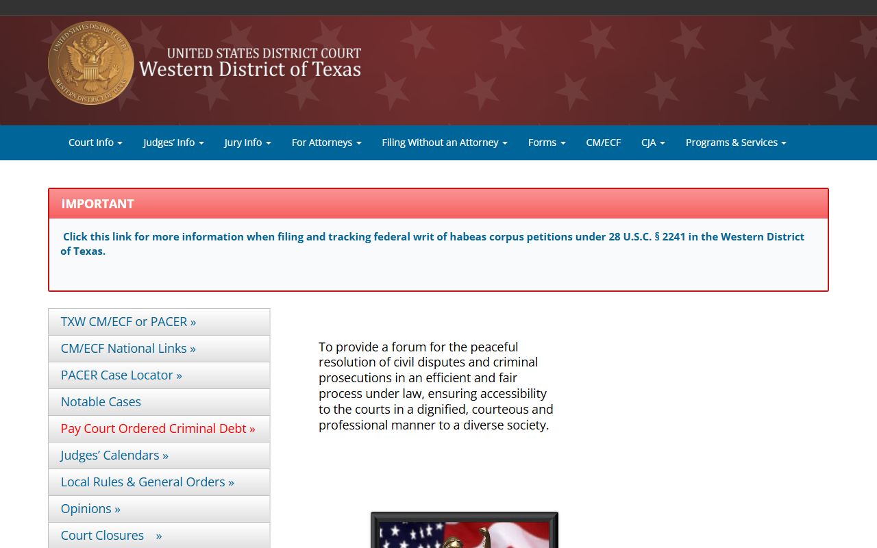 U.S. District Court Western District of Texas for Travis County federal records