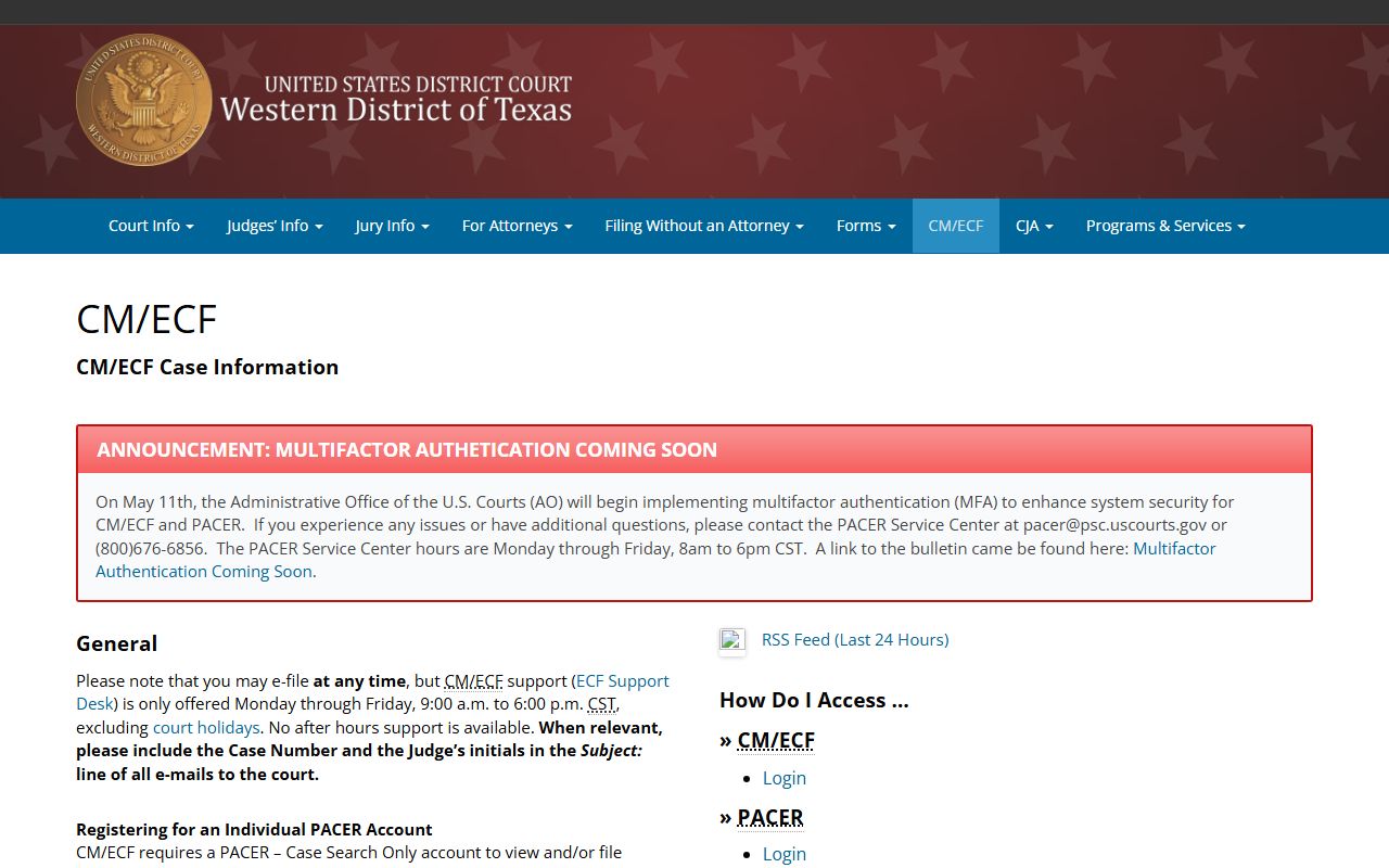 Western District of Texas CM/ECF for federal court records