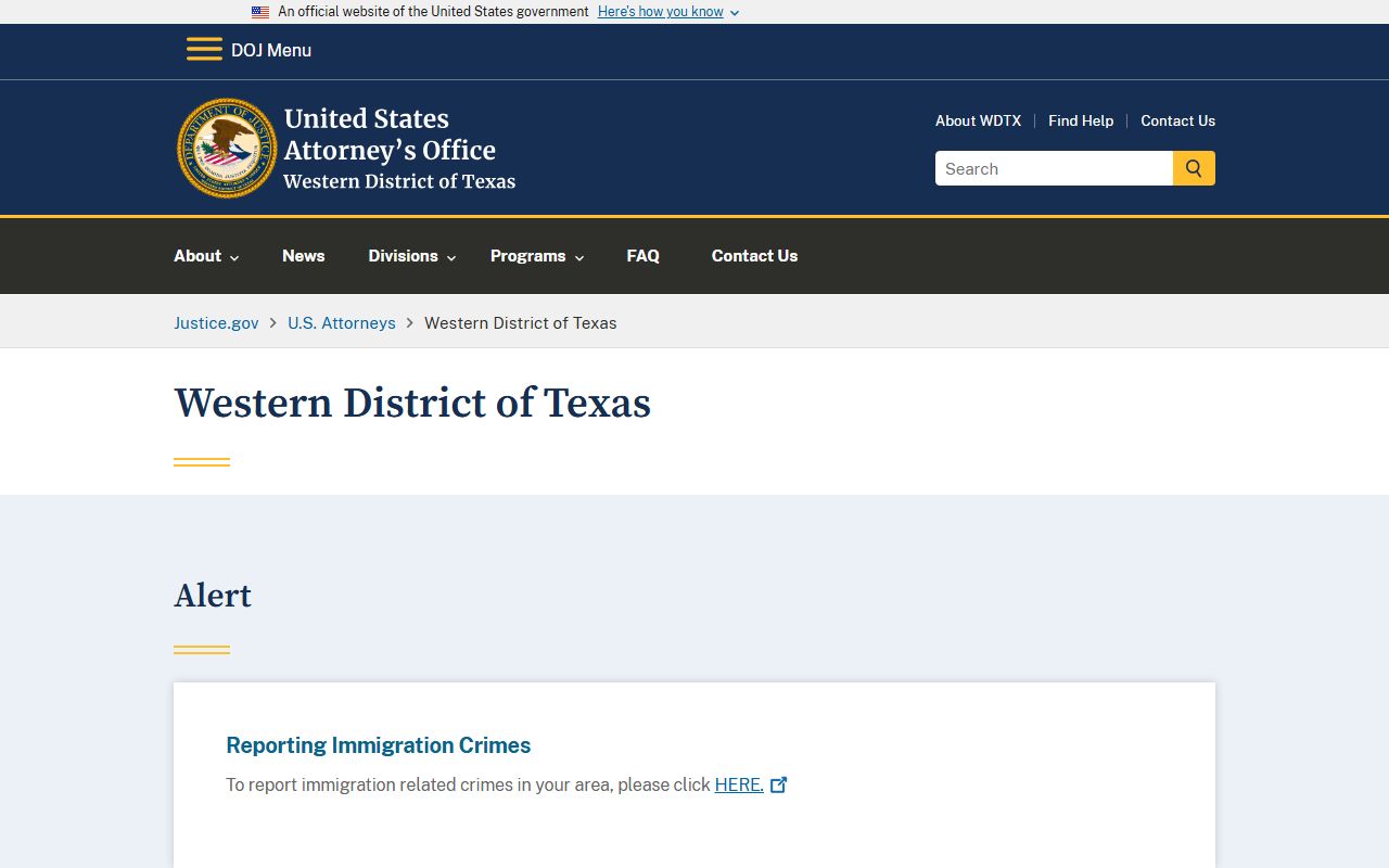 U.S. Attorney Western District of Texas for federal records