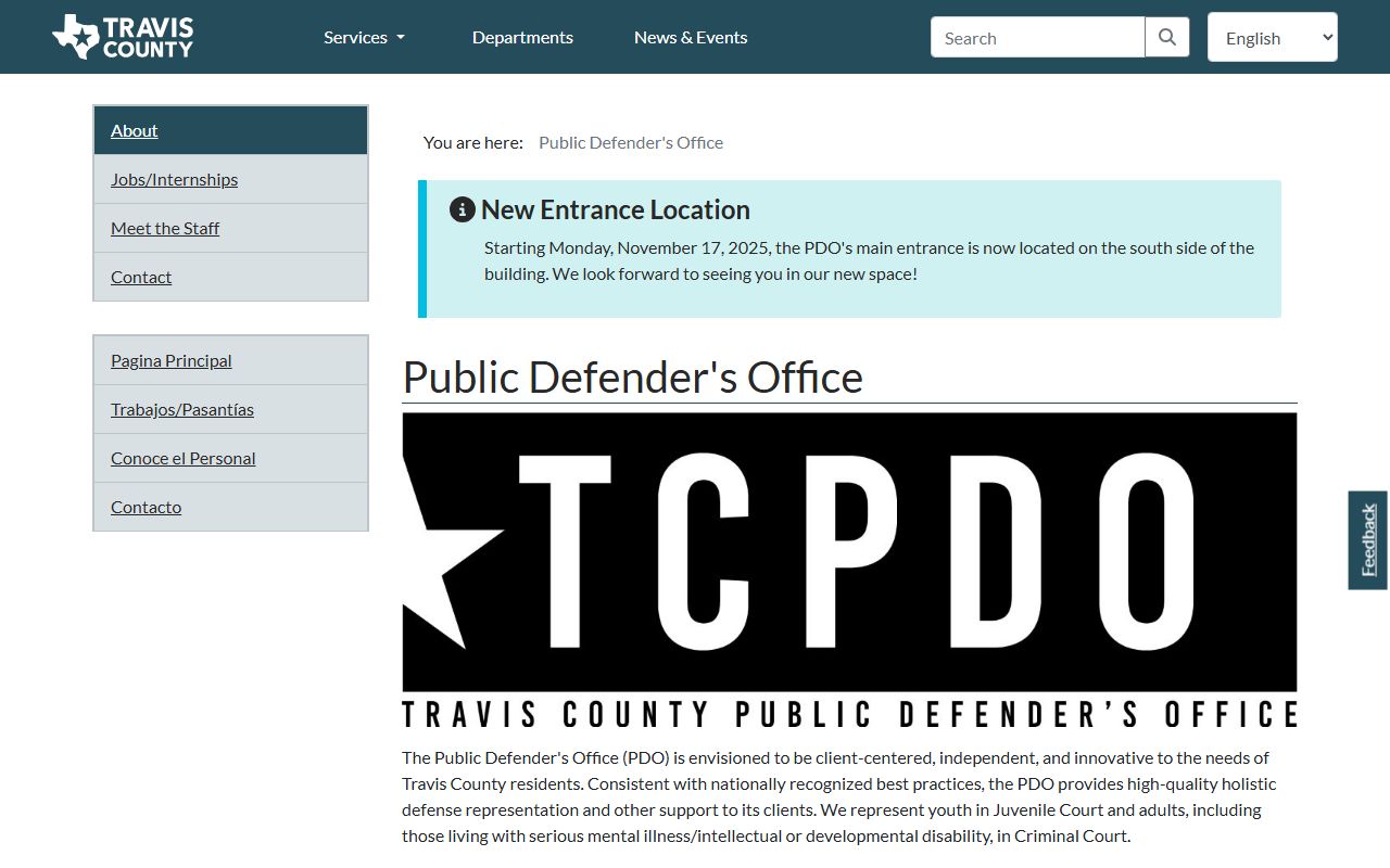 Travis County Public Defender page tied to specialty court records