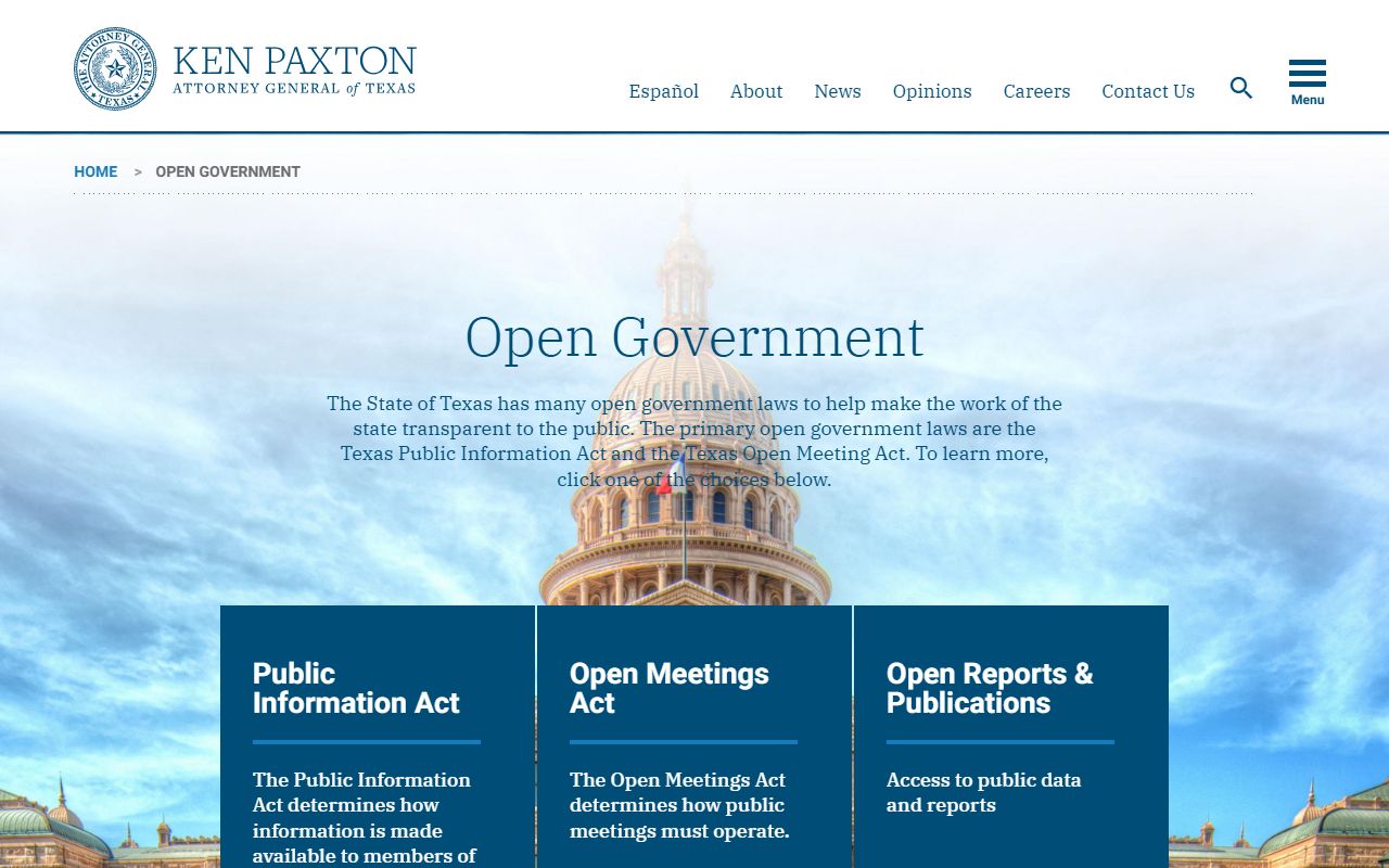 Texas Attorney General open government page for Travis County court records