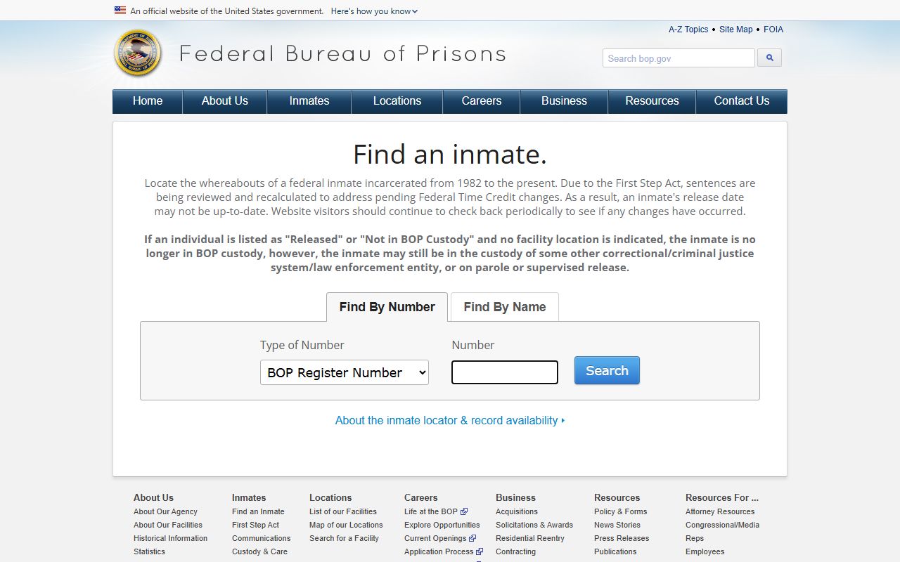 Federal BOP inmate locator for Travis County released inmates