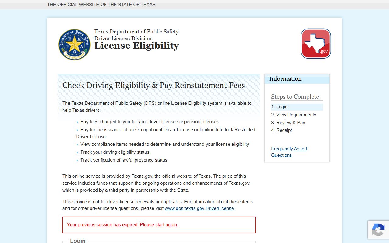 Texas driver license eligibility system for traffic court records